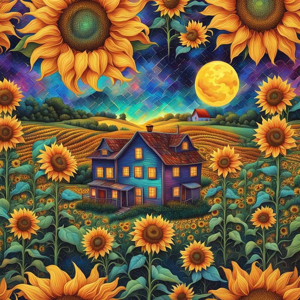 Sunflower Farmhouse Quilt Pattern in Astral Style