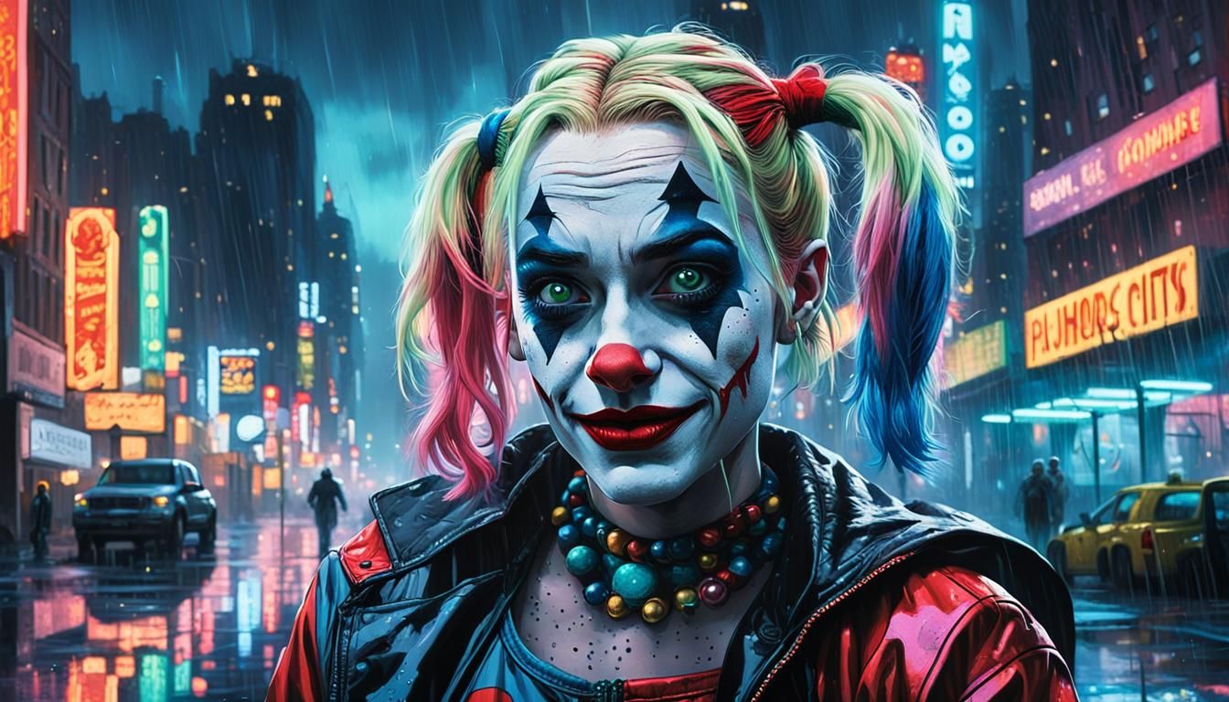 Harley Quinn Pop Art Portrait in Ben-Day Dots