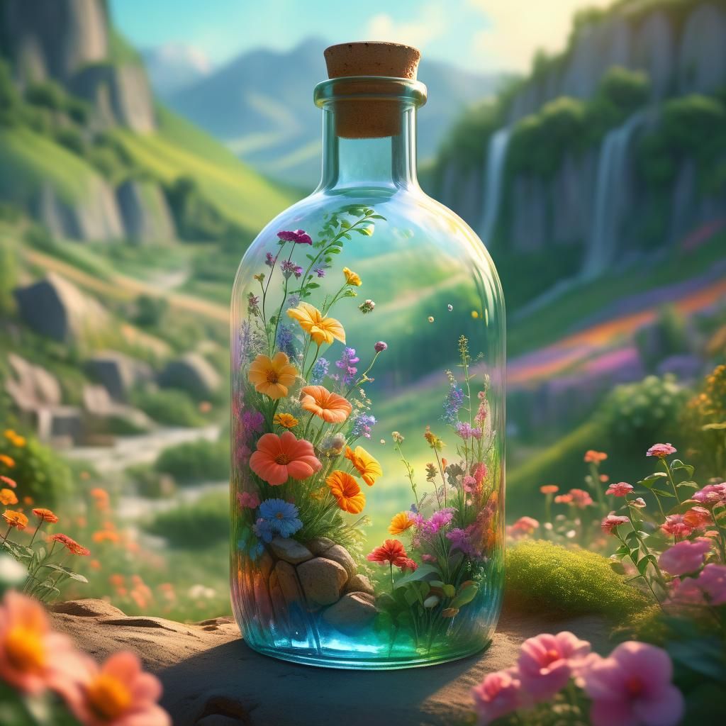 Life Inside a Glass Bottle: Dreamy Watercolor Valley