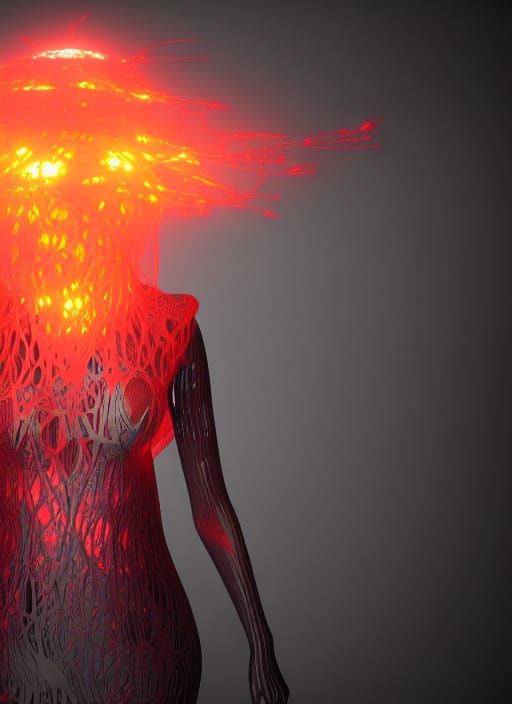 Complex Fiery Futuristic Dystopian Sci-Fi Scene