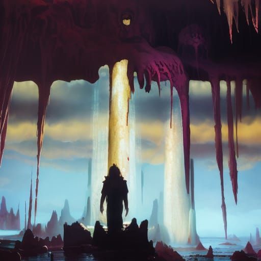 Cave Slime Devouring Human in Dark Fantasy Art