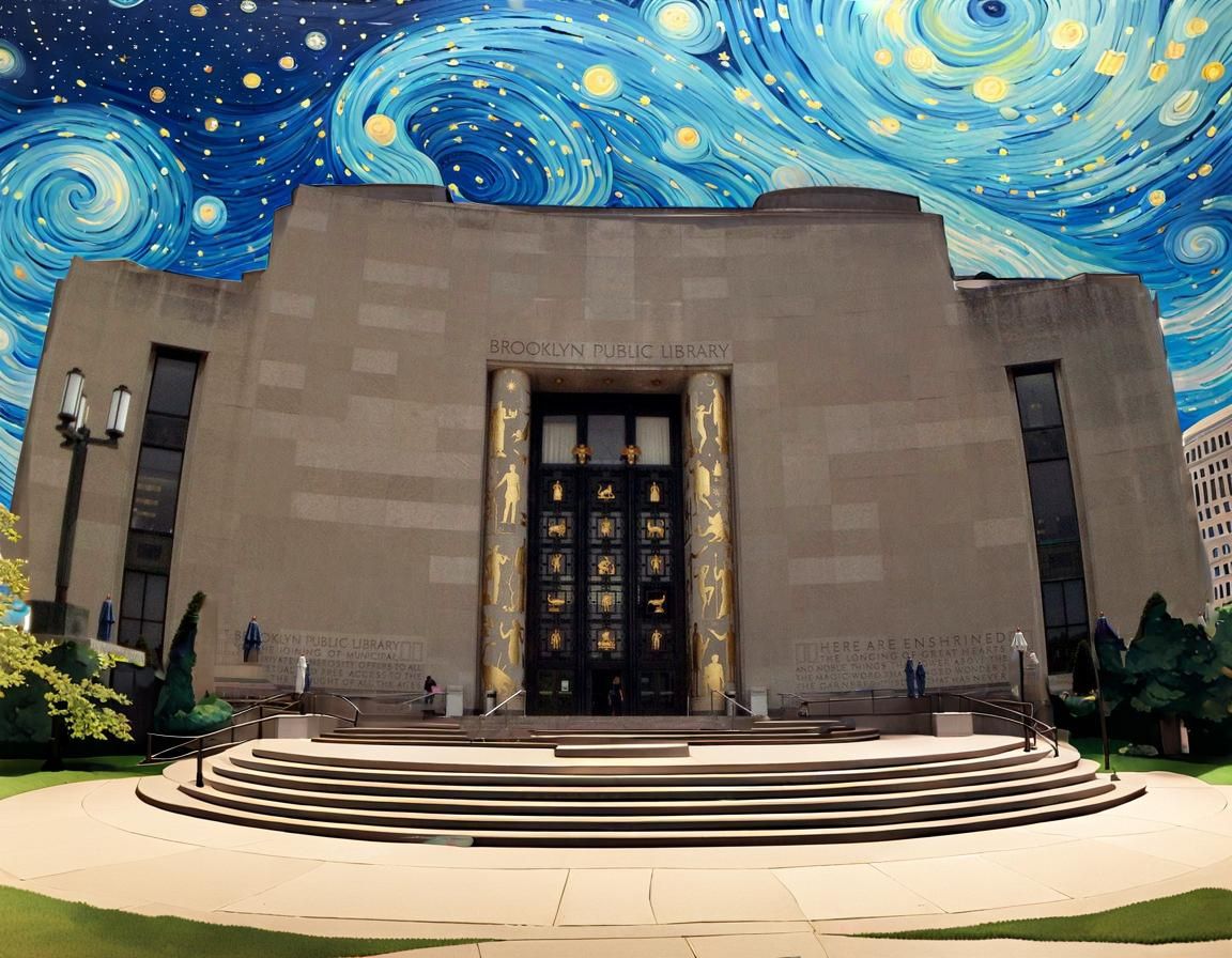 Brooklyn Public Library Under Van Gogh Sky