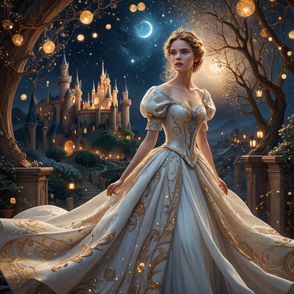 Cinderella in Starlight, Gustav Klimt Style