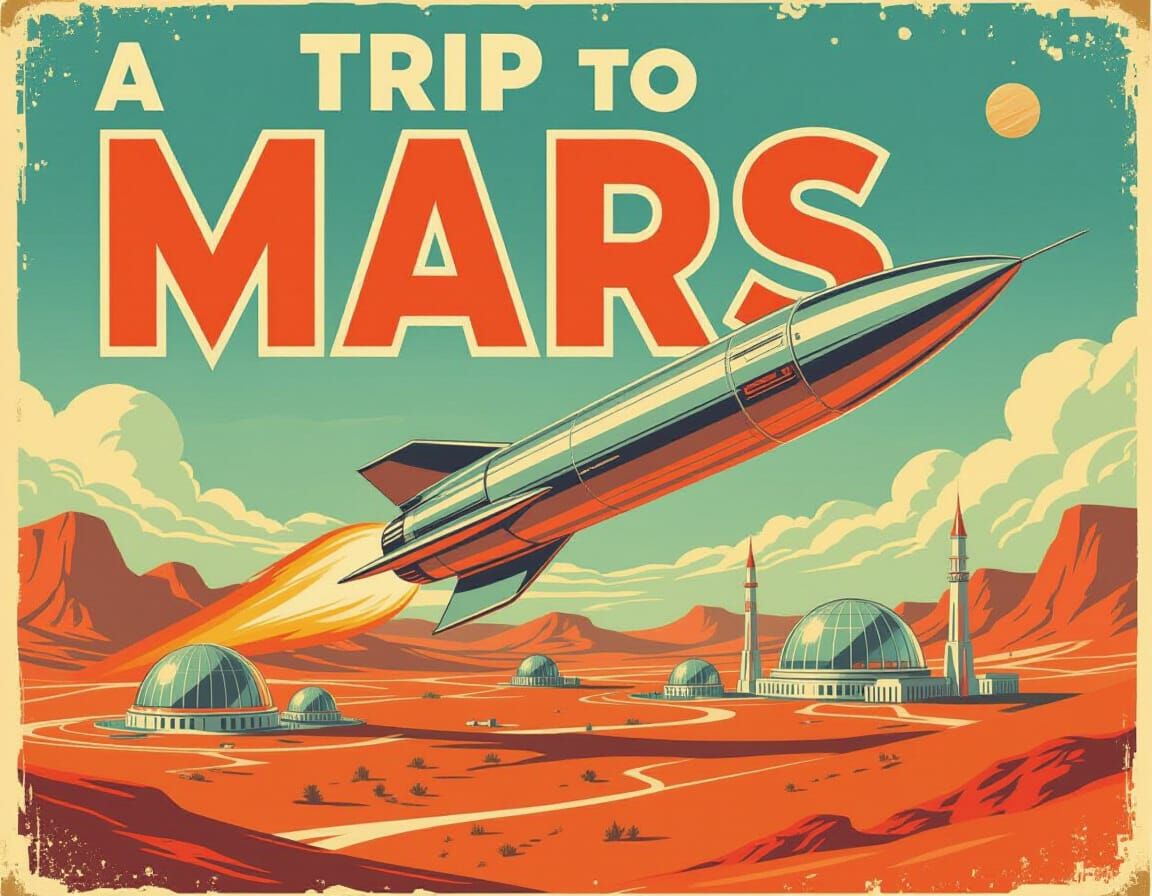 Vintage 1950s Mars Travel Poster