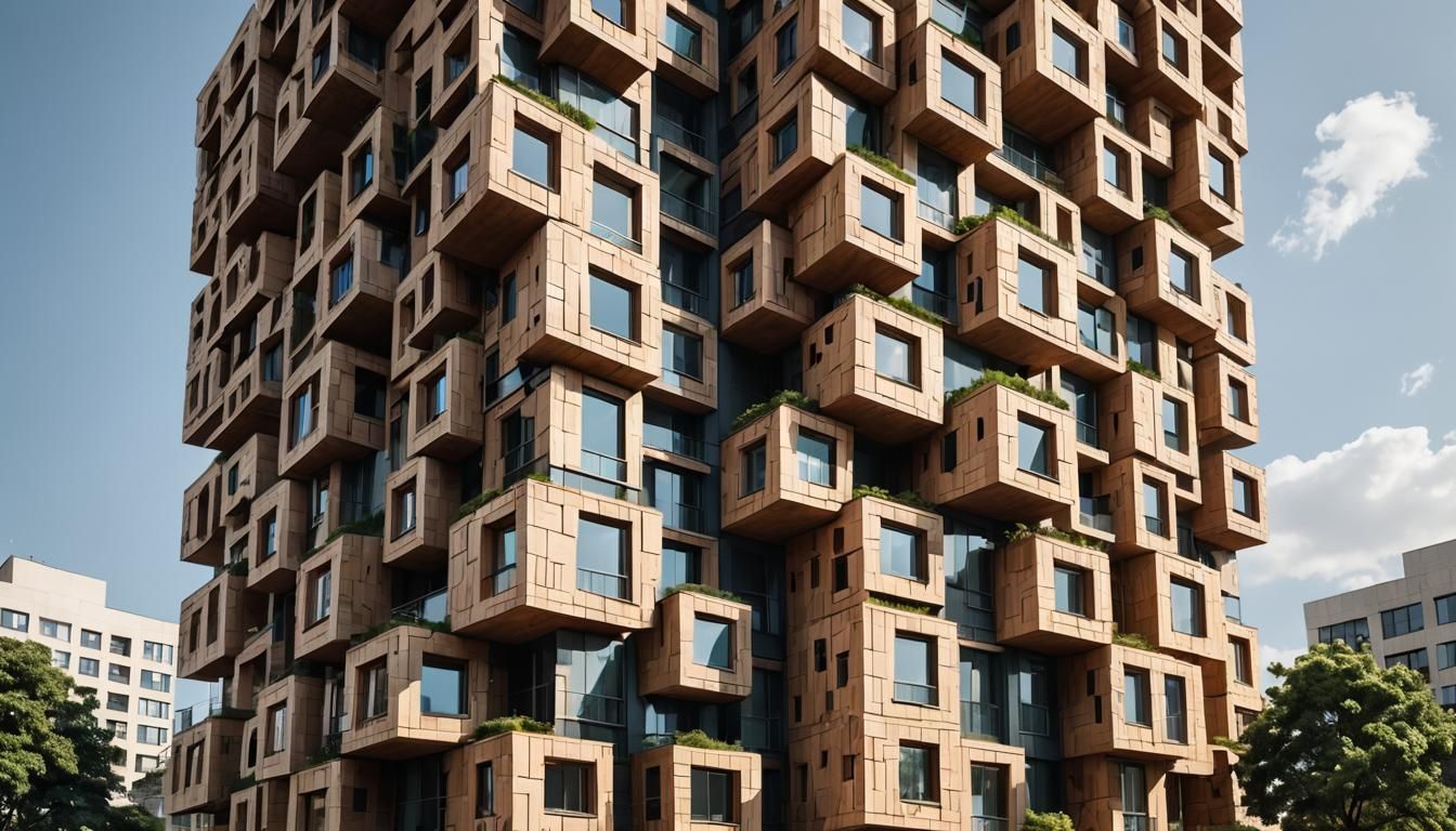Jenga-Inspired High-Rise Apartment Building Architecture