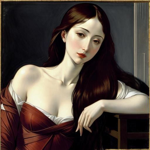 Classical Woman in Ink Print Style