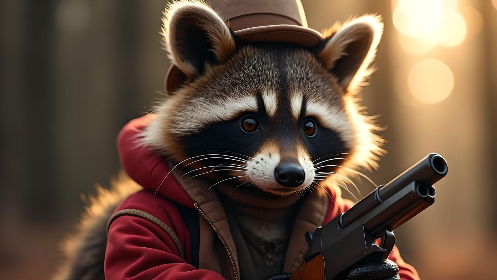 Raccoon Bandit Stagecoach Robbery in Hyperrealism