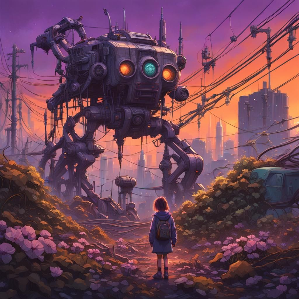 Biomechanical Fairy in Cyberpunk City, Digital Art