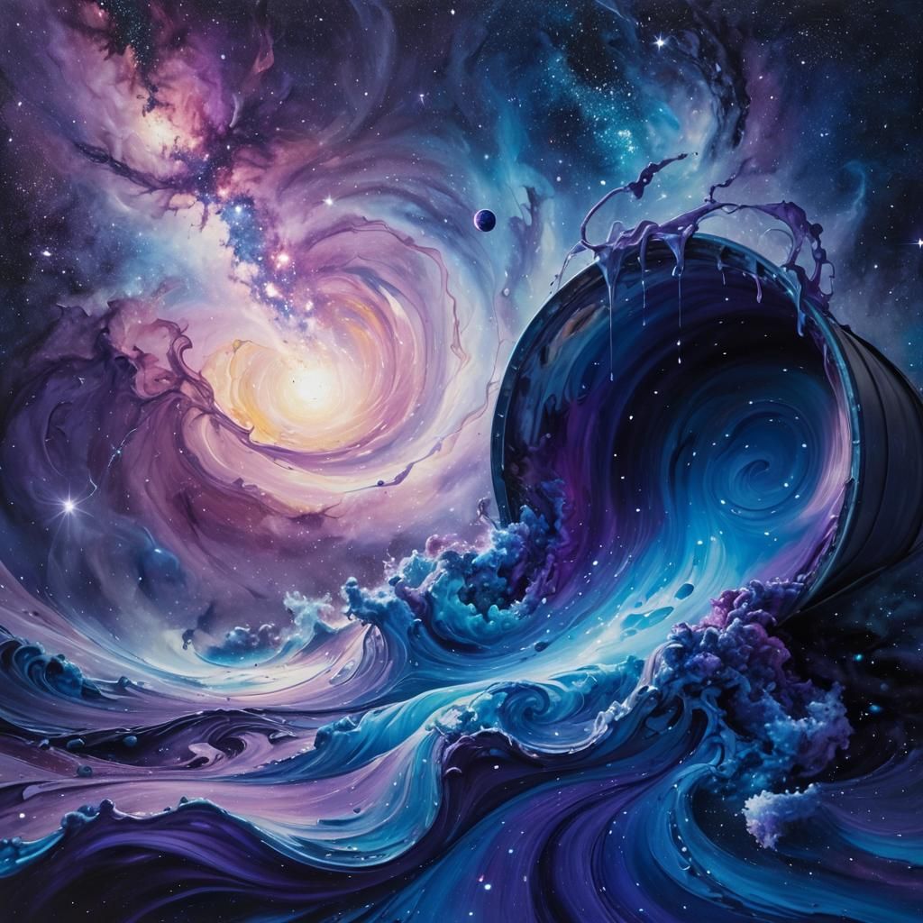 Cosmic Paint Spill: Rivers of Galaxies in Mixed Media