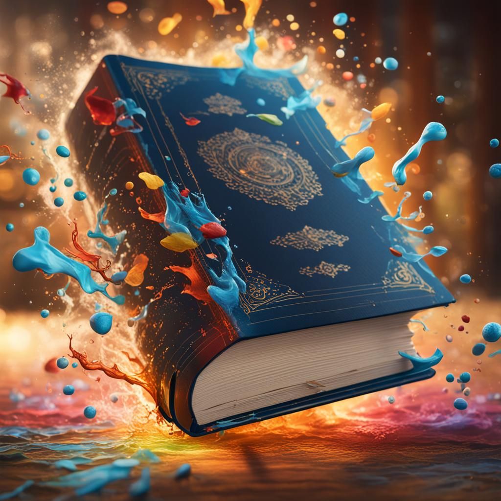 Hyperrealistic Book in Splash Art Style