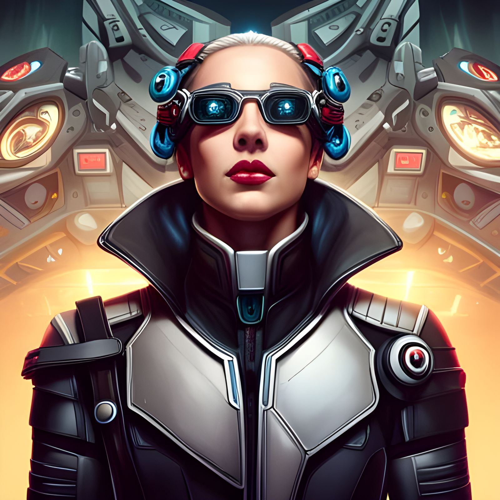 Cybernetic Scientist in High-Tech Cyberpunk Lab