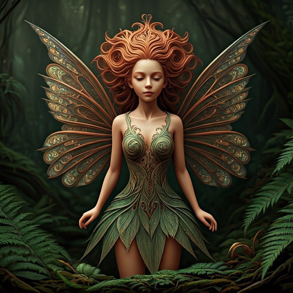 Ethereal Clay Fairy in Whimsical Forest Landscape