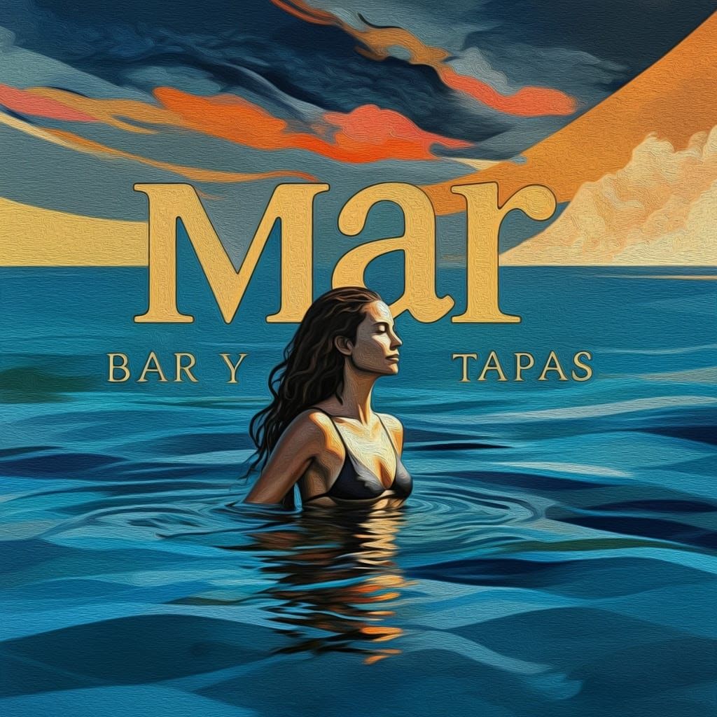 Surrealist Swimmer in Sea with Salvador Dali Elements