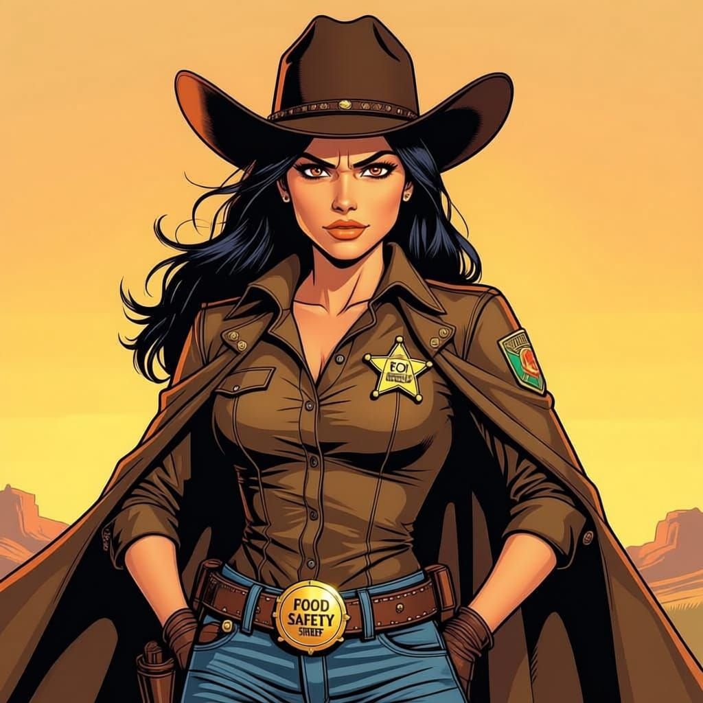 Food Safety Sheriff in Liefeld Comic Style