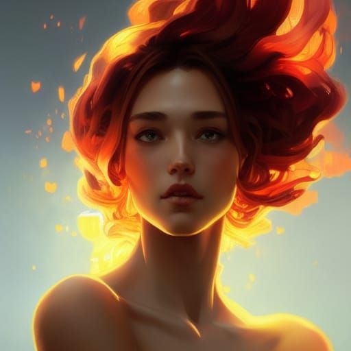 Fiery Heart Portrait in Hyperdetailed Digital Art