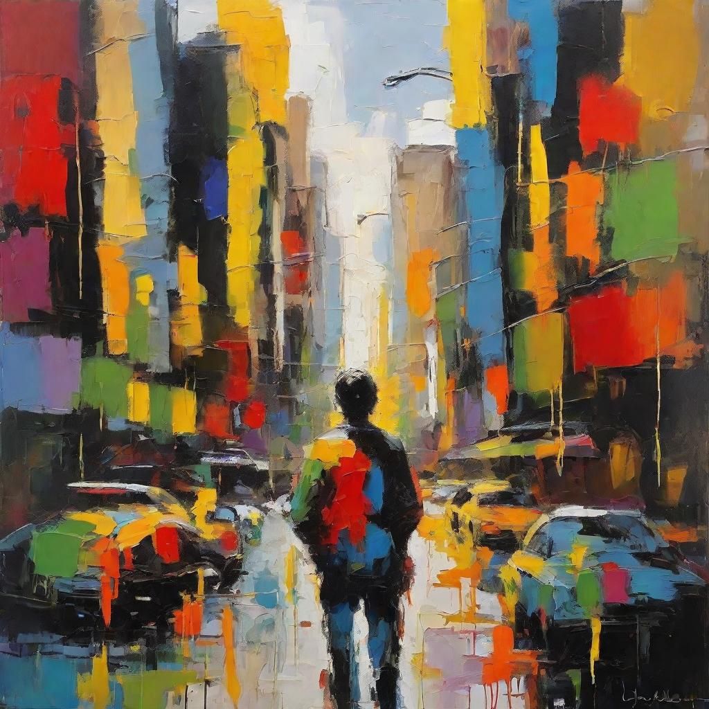 Abstract Expressionism: Person Ignoring City Opinions