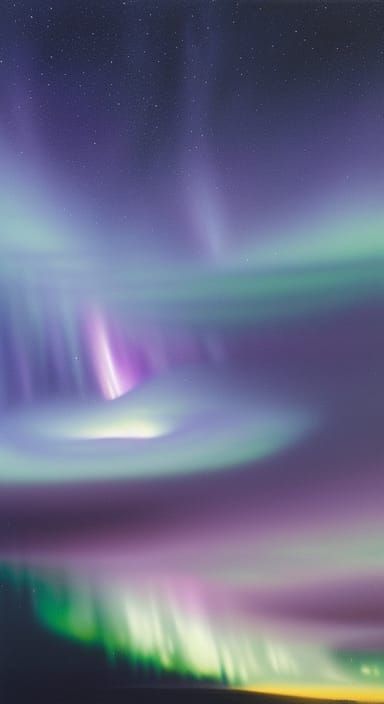 Icy Planet with Purple Aurora in Space Art Style