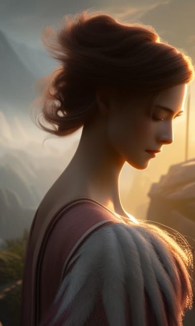 Woman Combing Hair: Hyperdetailed Concept Art