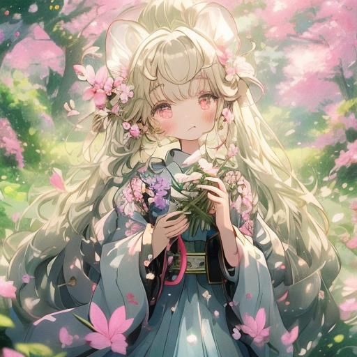 Ethereal Japanese Fairy with Translucent Wings in Anime Styl...