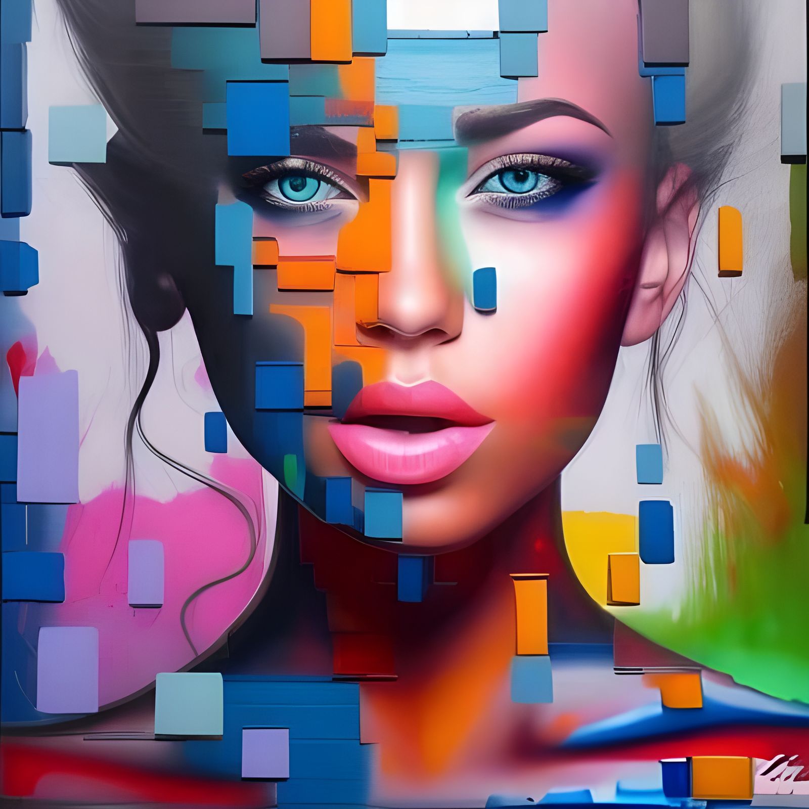 Brick Face Graffiti Art in Splash Art Style