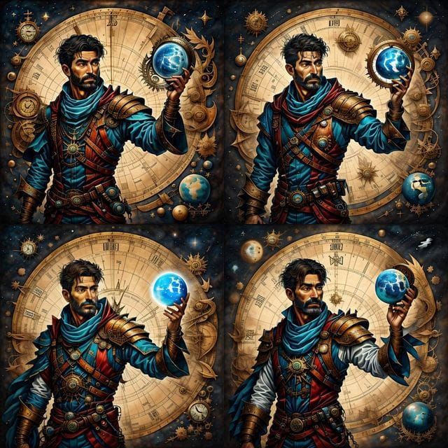 Steampunk Explorer's Astrolabe with Intricate Details