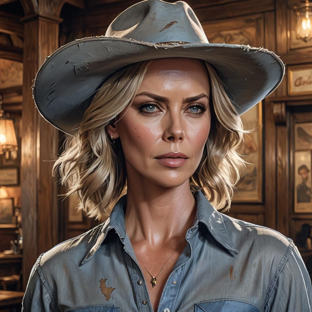 Charlize Theron as 'Cin' in Old West Portrait