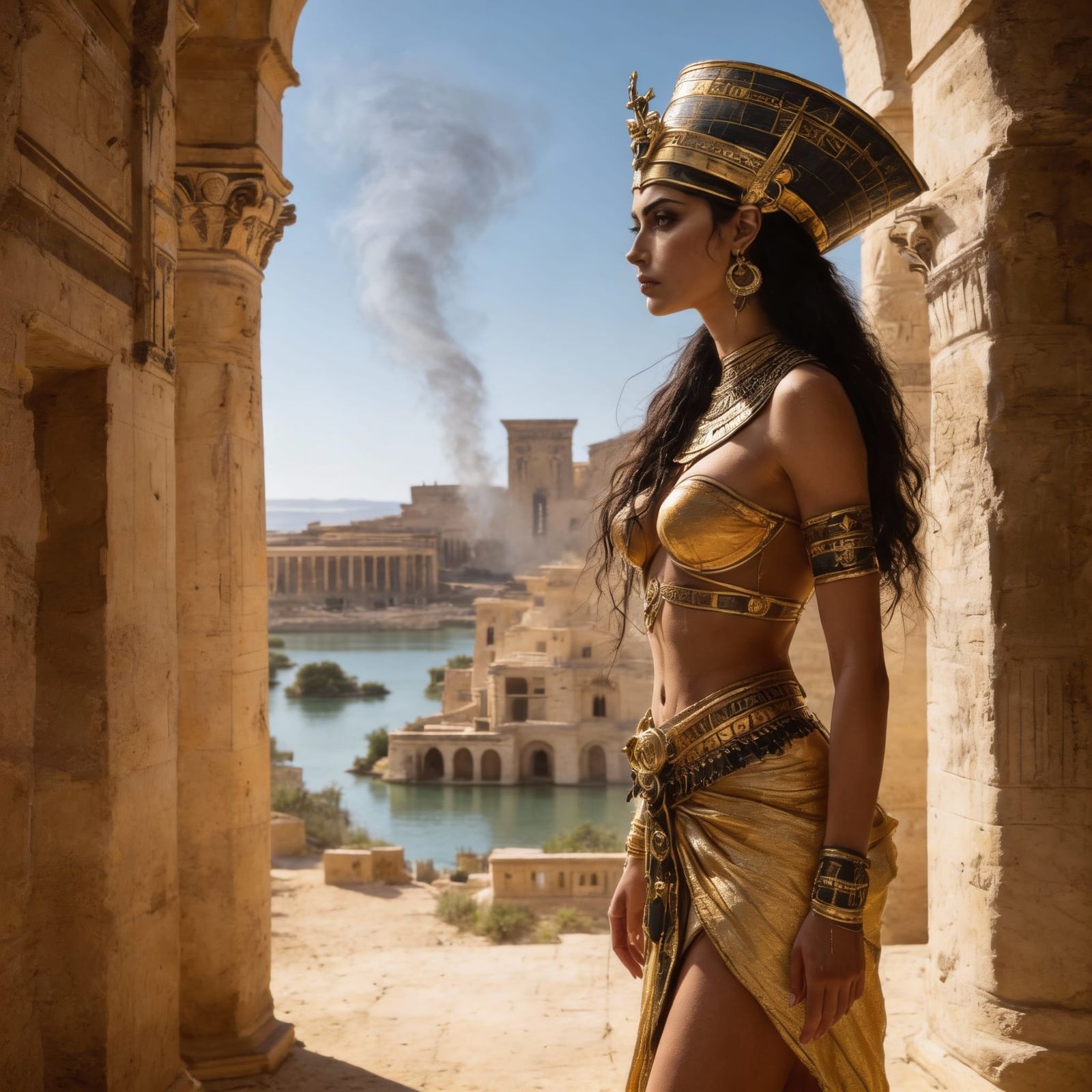 Princess Alone in Ancient Egypt, Hyperrealistic Photo