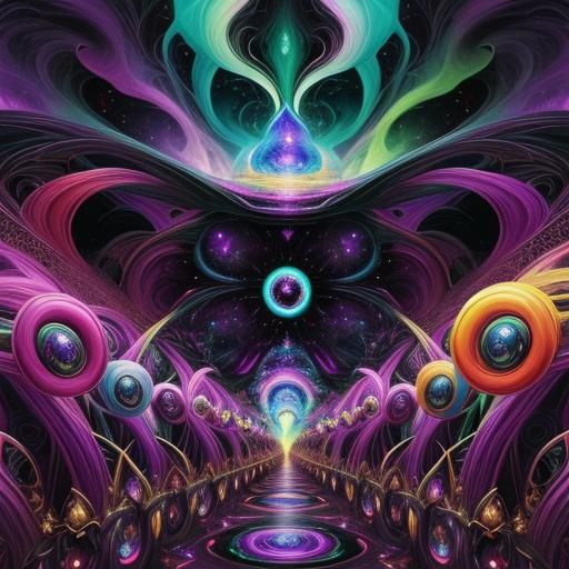 Cosmic Explosion in Surrealist Dreamscape, Abstract Expressi...