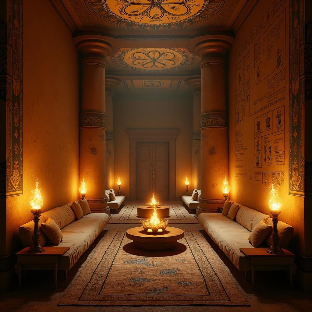 Mystical Papyrus Interior in Ancient Egypt