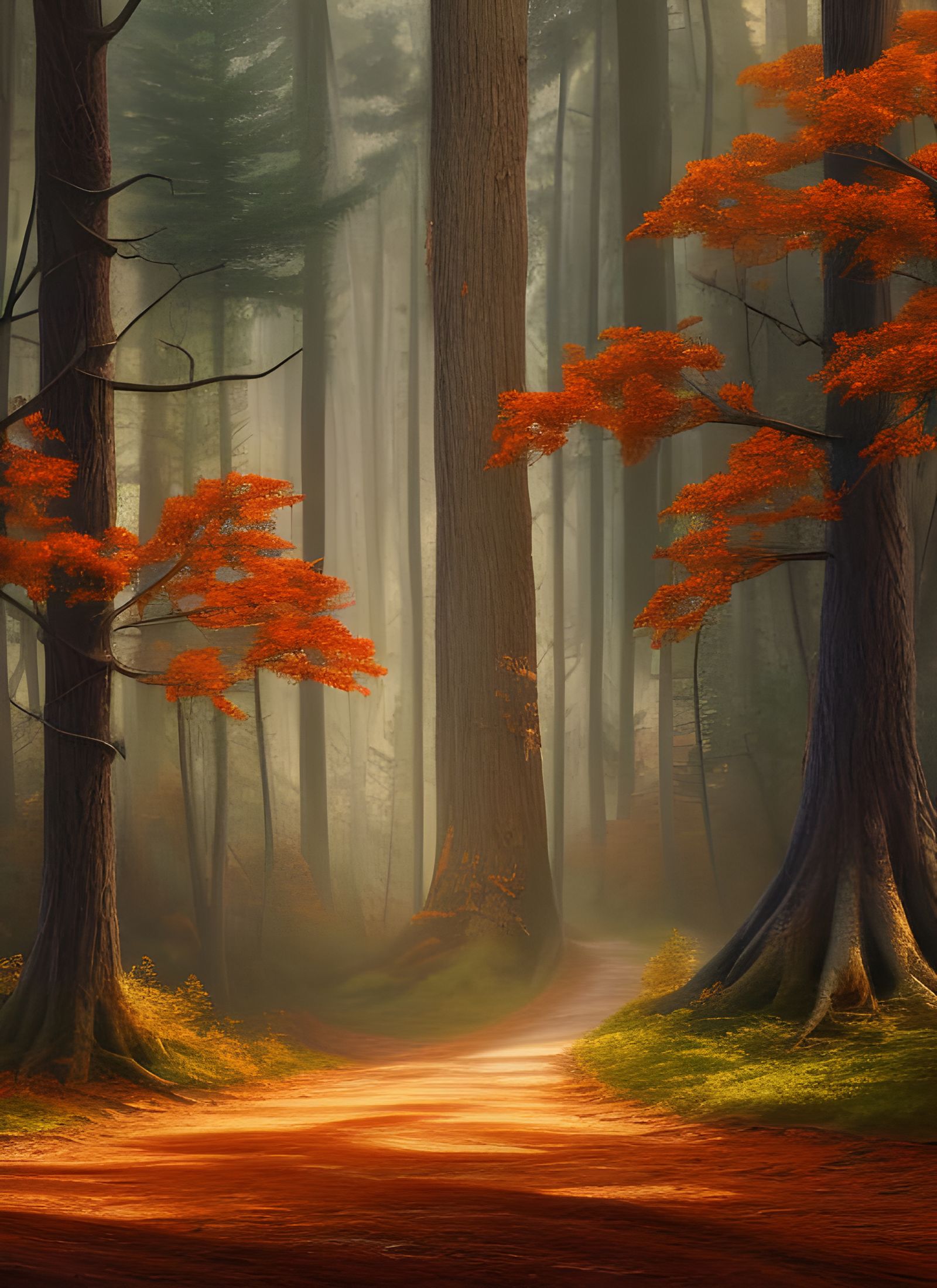 Detailed Autumn Forest Landscape in Hyper-Realistic Style