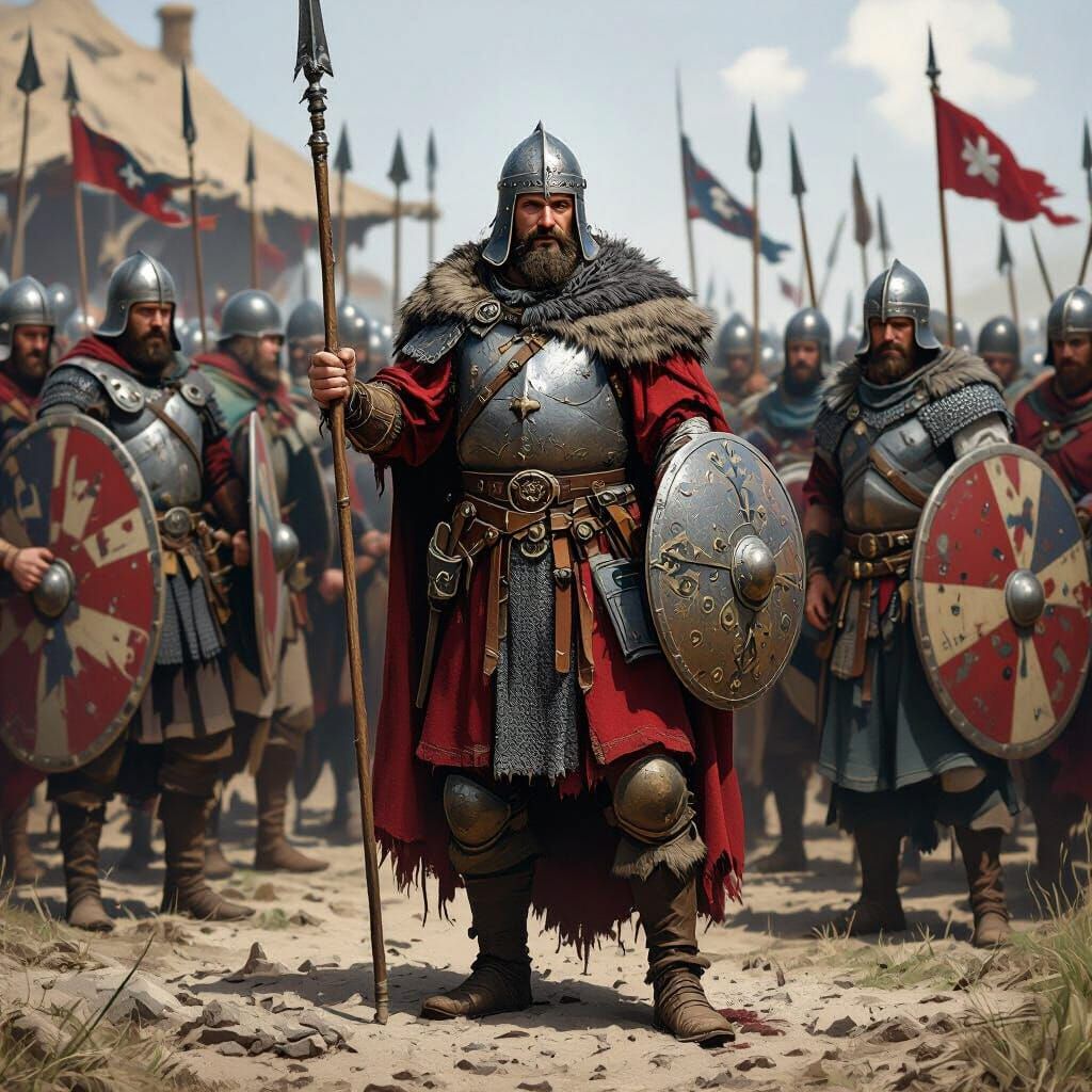 Frankish Warlord Leading Loyal Soldiers