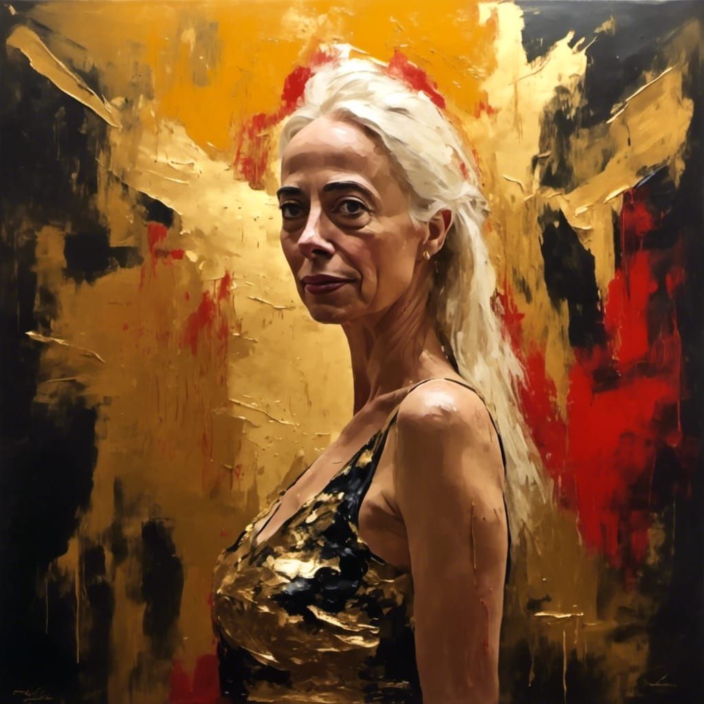 Joyful Woman in Elegant Impasto Oil Portrait