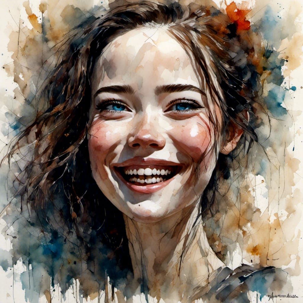 Painting of Anna Popplewell Smiling Portrait