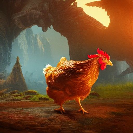 Fantastical Chicken God in Detailed Matte Painting