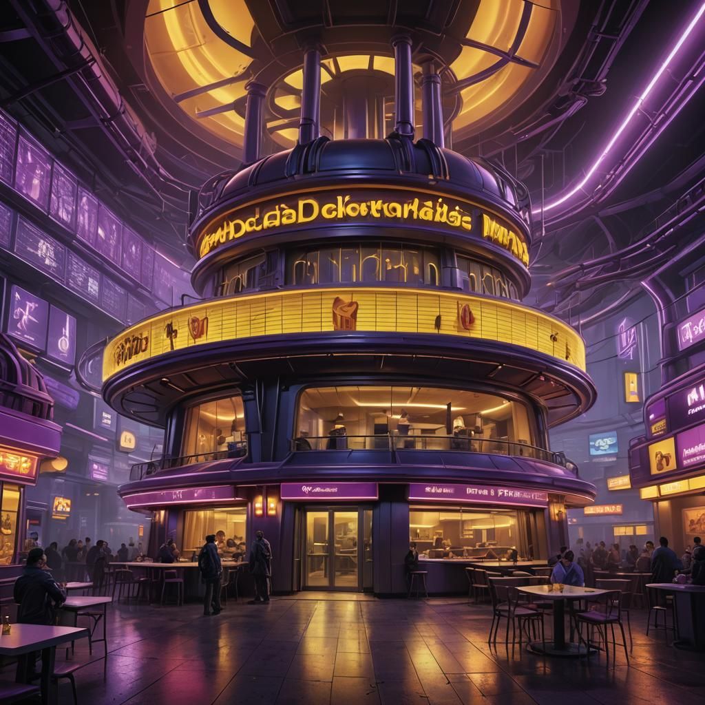 Futuristic Nuclear McDonald's in Dark Fantasy Style