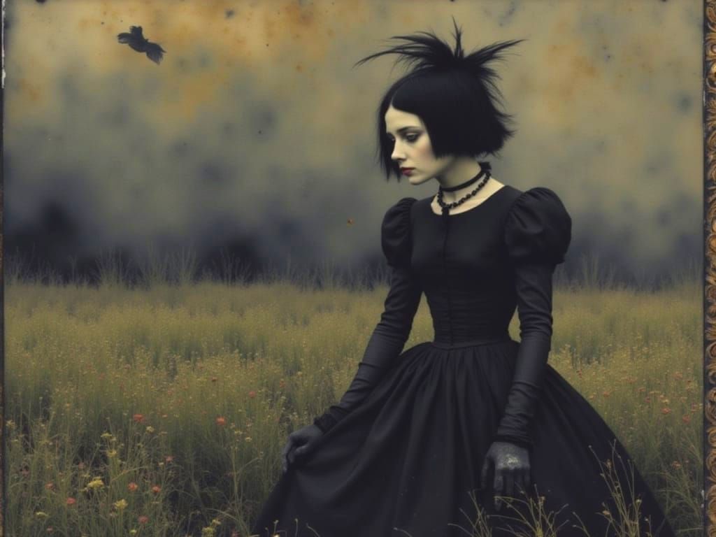 Gothic Portrait of a Pale Girl in Black