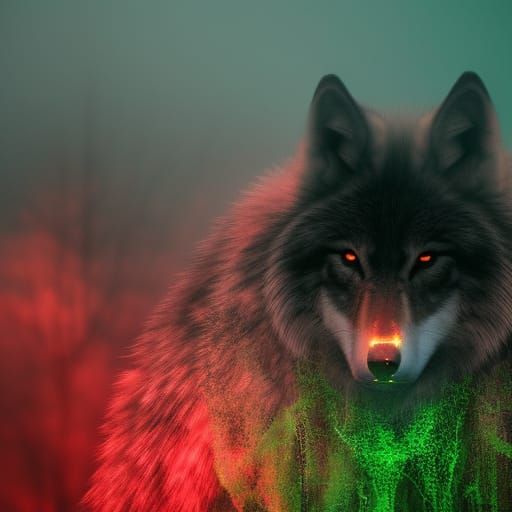 Ethereal Wolf Spirits in a Dark Digital Art