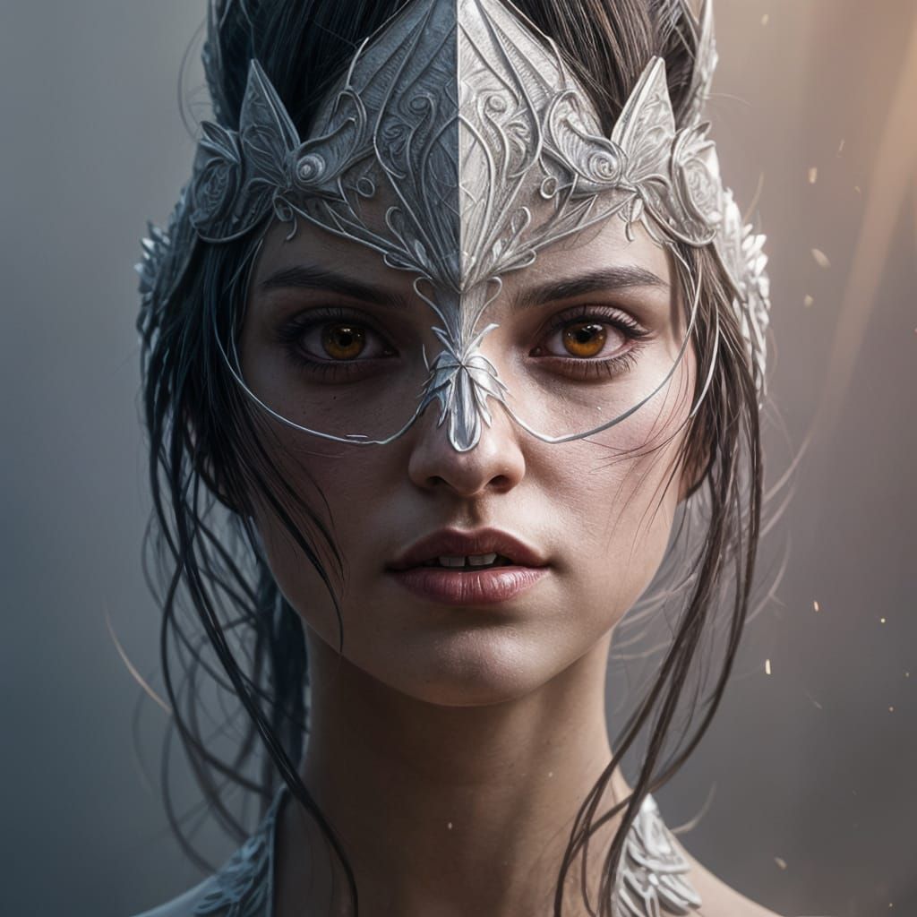 Detailed Spider Queen Portrait in Art Nouveau Style