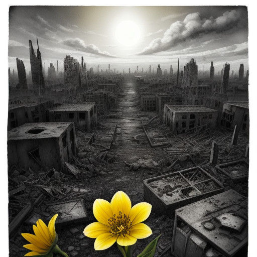 A Glimmer of Hope in a Post-Apocalyptic Wasteland - Watercol...