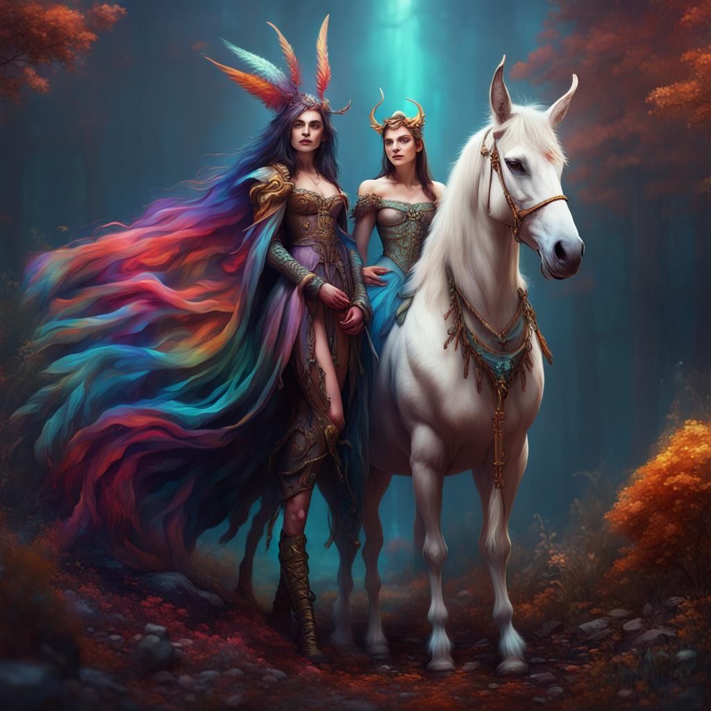 Colorful Witch and Mythical Friends