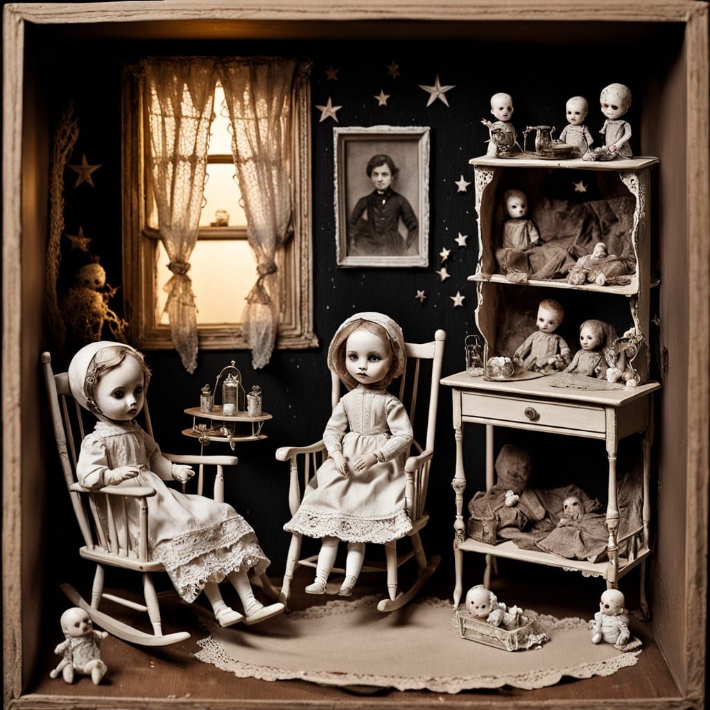 Haunted Victorian Nursery Shadow Box