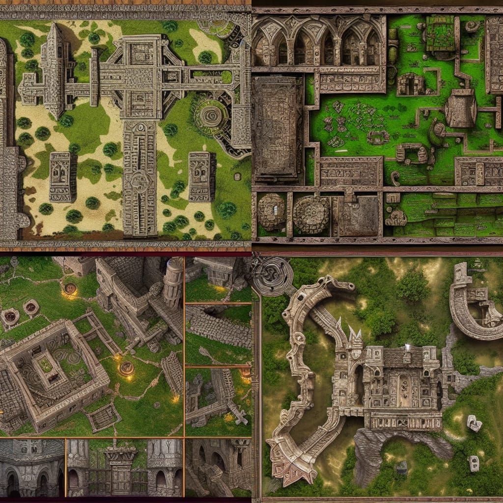 Top-Down Castle Courtyard DND Battlemap