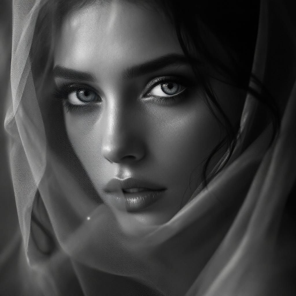 Surreal B&W Portrait in Cinematic Lighting