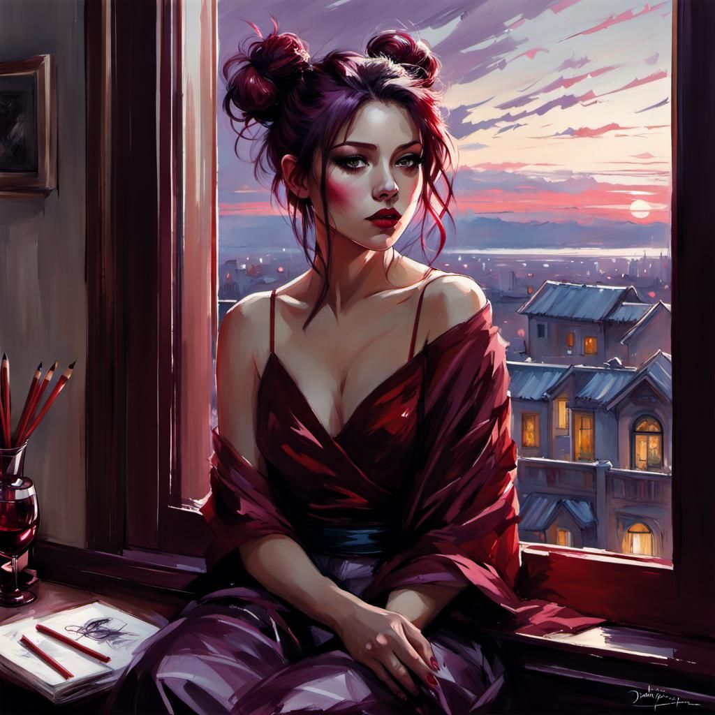 Maki Zenin Concept Art as Watercolor Sketch