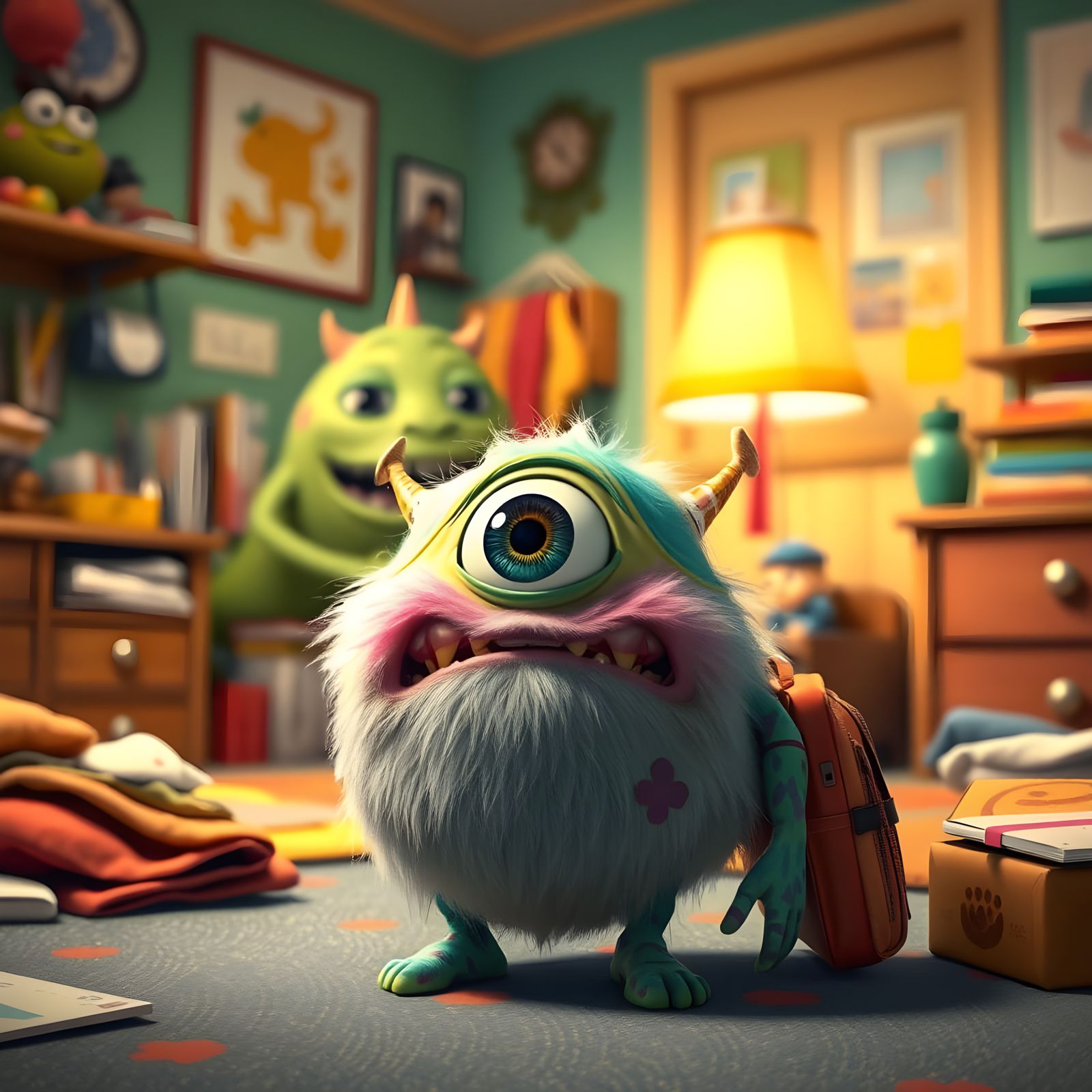 Pixar-Inspired Monster Embarks on First Day of School