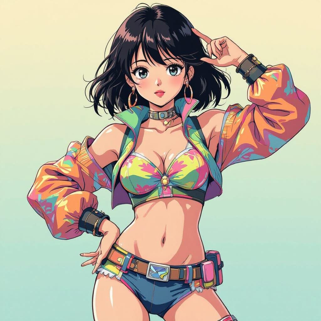 Anime Girl in Vibrant Outfit, Manga Style