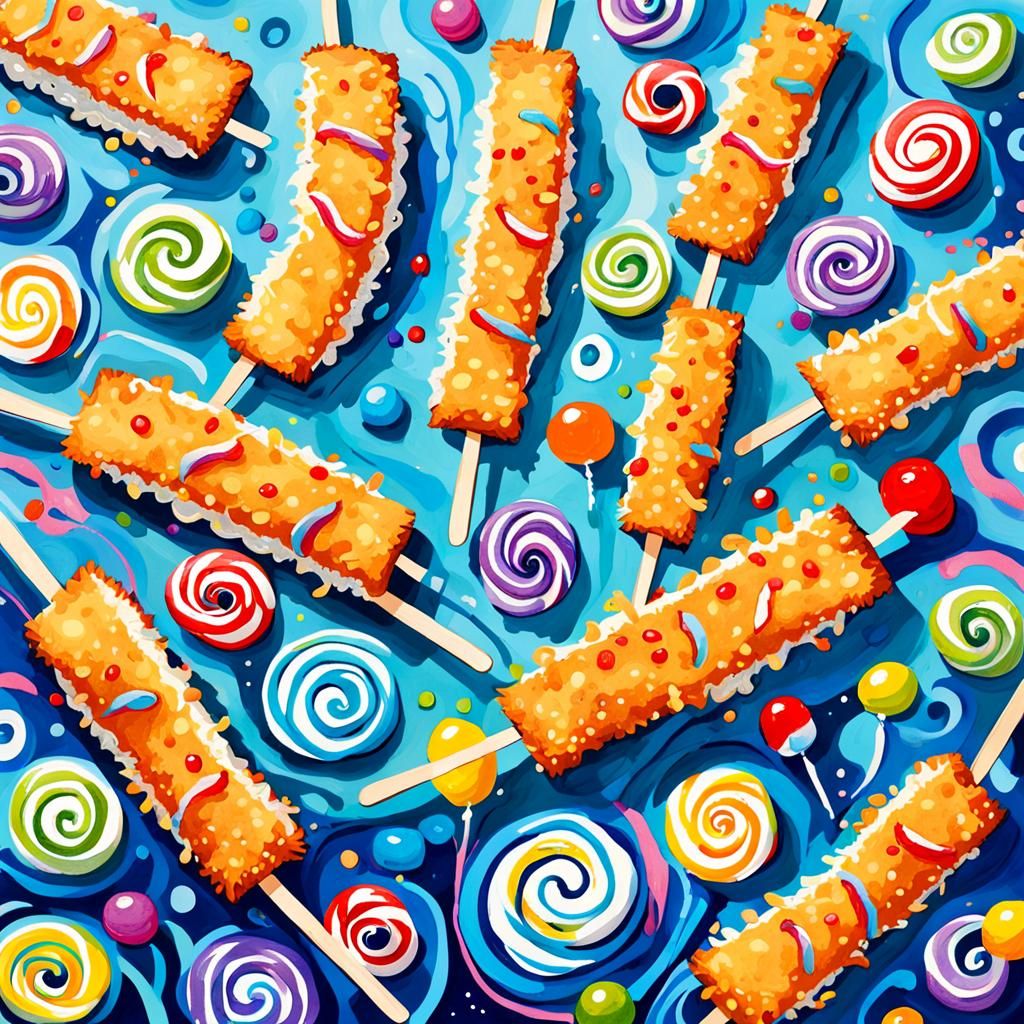 Candyland Fish Sticks: A Gouache Wonderland