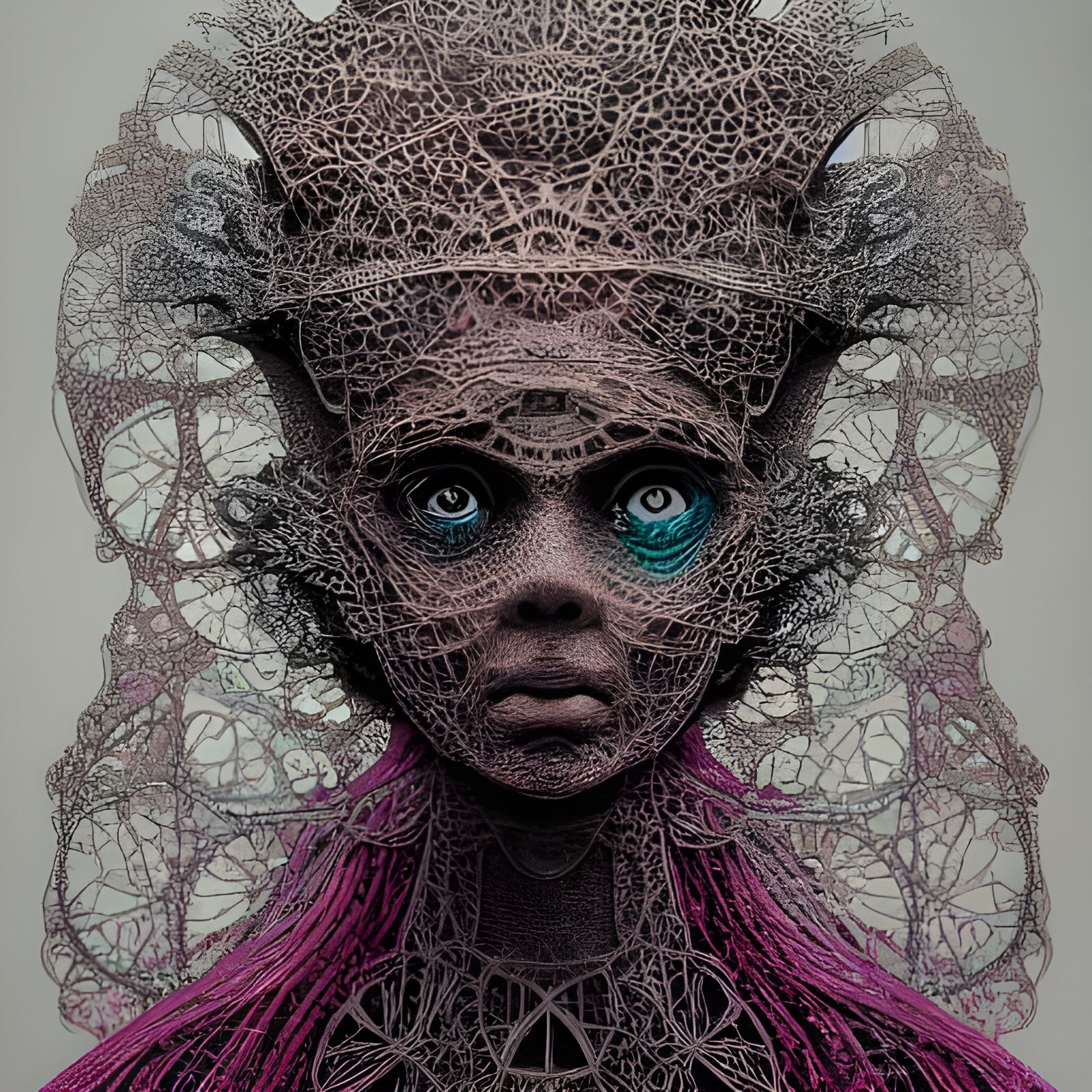 Lace Golem Ink Illustration in Hyperrealistic Style