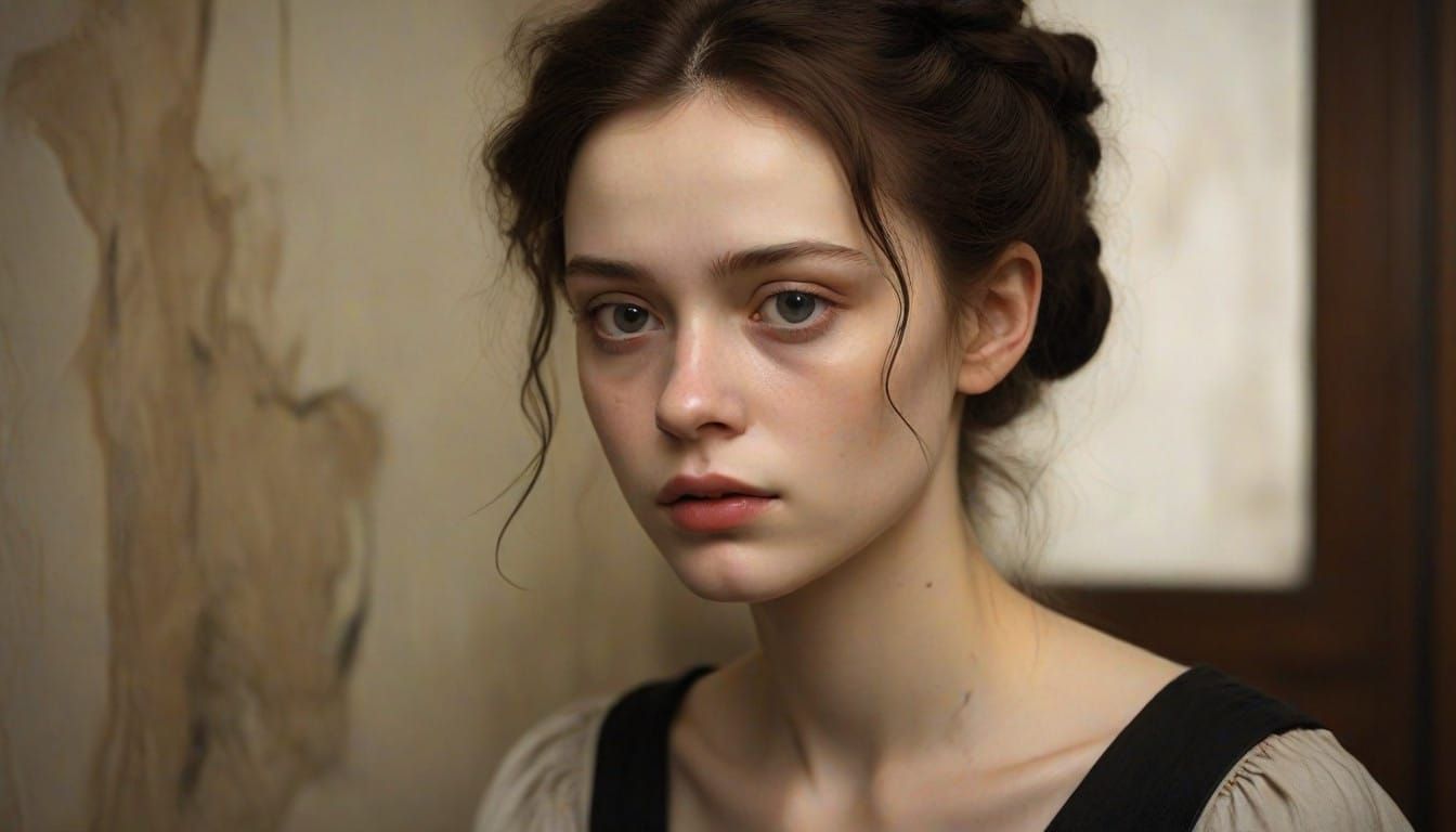 A Young Woman Lost in Thought in a Forgotten Room