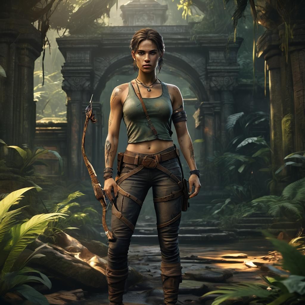 Young Lara Croft in Jungle Temple Concept Art